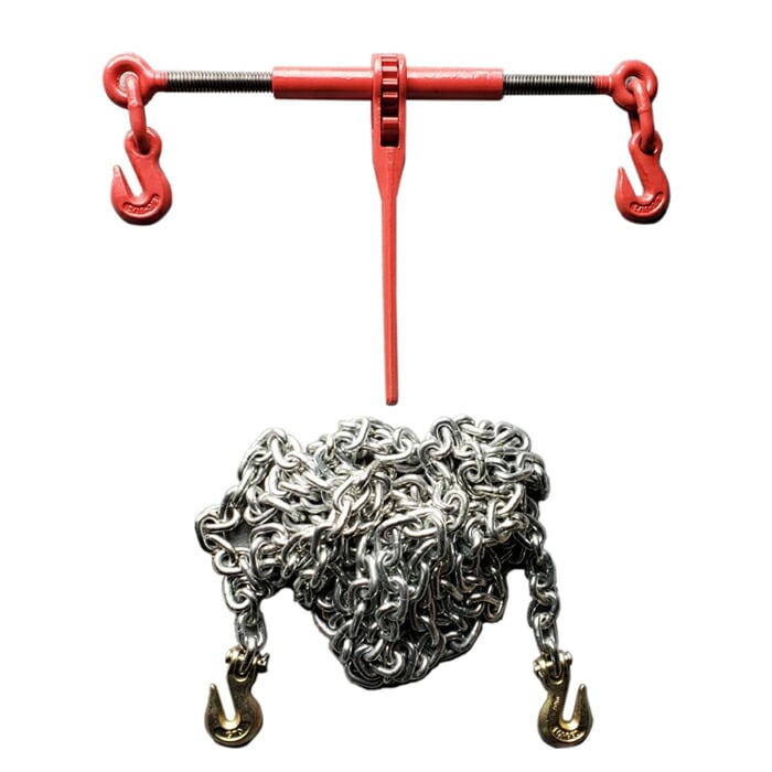 チェーンロードバインダー ラチェット式 チェーン付き　チェーン長さ8ｍ　レバー式ブロック 荷締機 ガッチャ　5/16インチ - 3/8インチWLL5400LBS MBS19000LBS