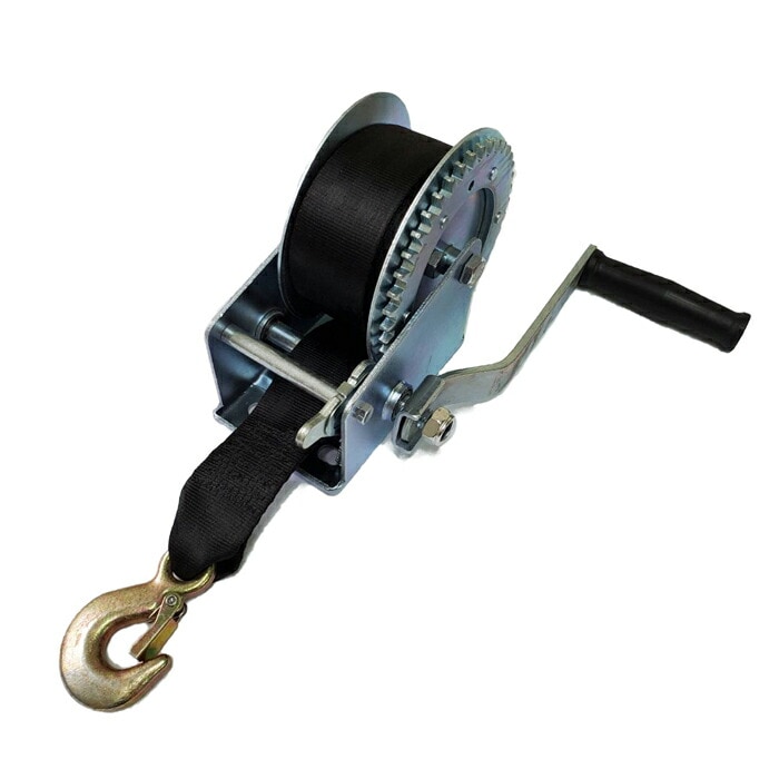ハンドウィンチ 1600LBS 手動ウィンチ  ベルト式 手巻き  720kg  手巻き バイク 水上スキー ジェットスキー 荷締  移動 牽引
