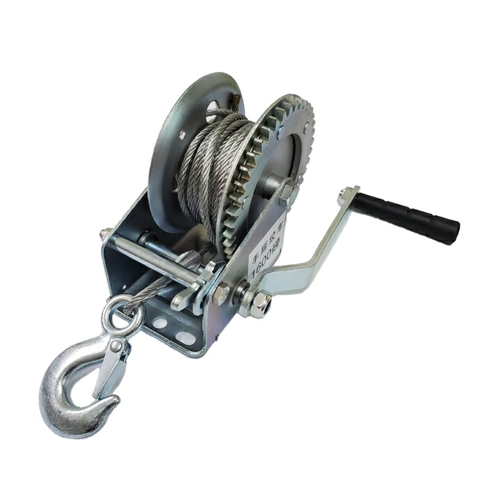 ハンドウィンチ  手動ウィンチ/1600LBS/ワイヤ式 手巻き 720kg 手巻き バイク 水上スキー ジェットスキー 荷締  移動 牽引