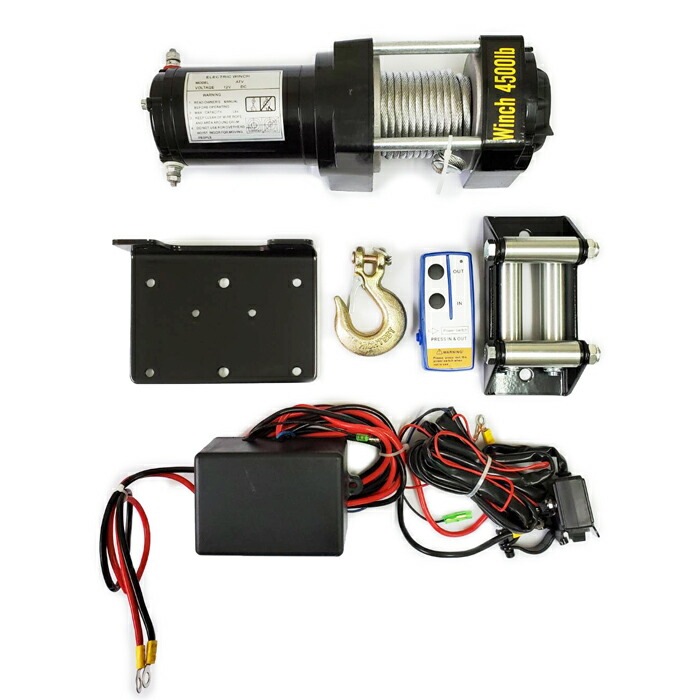 電動ウインチ 無線 有線 リモコン付き 4500LBS（2041kg）DC12v 引き上げ機 牽引 けん引 