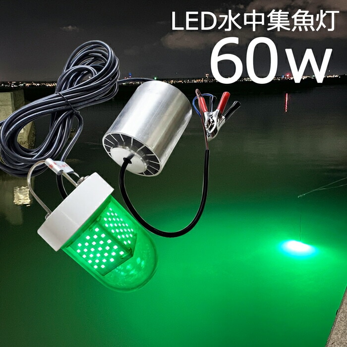 60w グリーン 緑 水中集魚灯 LED集魚灯 水中ライト 12V24v 集魚ライト 釣り ledライト シラスウナギ タチウオ