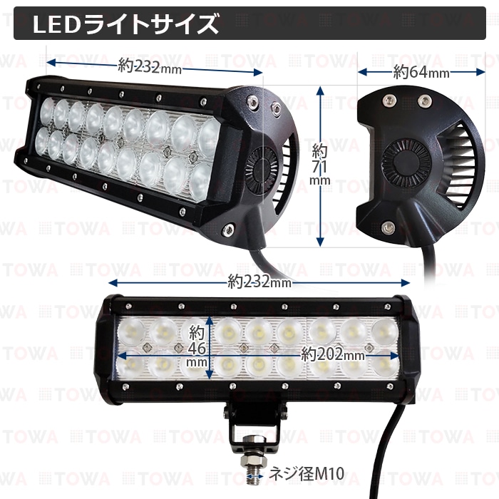 サーチライト LED作業灯 24V12V CREE製 54W 広角 LEDワークライト 車