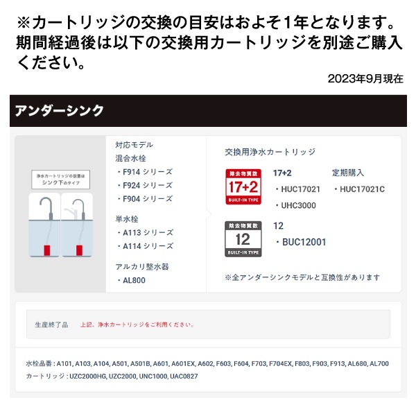 ��ɩ���ߥ��� ����󥹥� ����������󥯥��������ѿ��� A103ZC A103HU�θ�ѵ��� cleansui ����󥹥� ���Υ��å�(���奫���ȥ�å�HUC17021��) A113HU