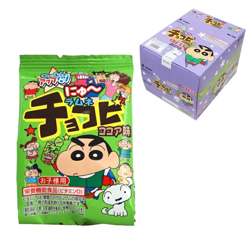 【お菓子】『クレヨンしんちゃん　にゅ～ラムネチョコビ　ココア味　1箱上代￥50×20袋入』