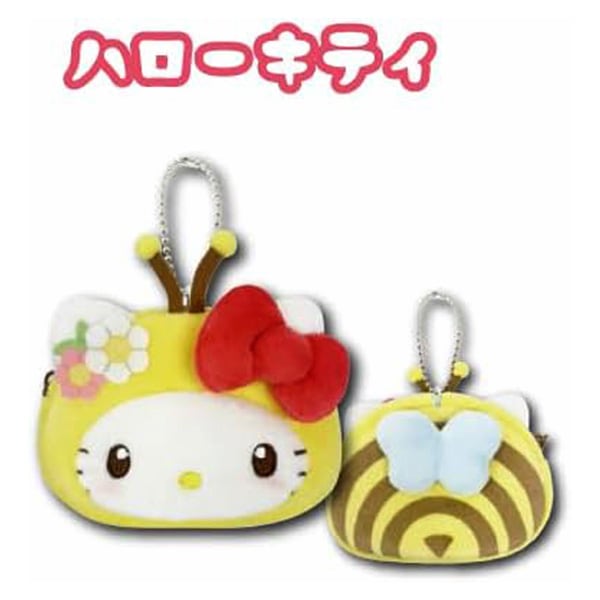 【サンリオキャラクターズ】『ミニフェイスポーチ ミツバチ』<ハローキティ>