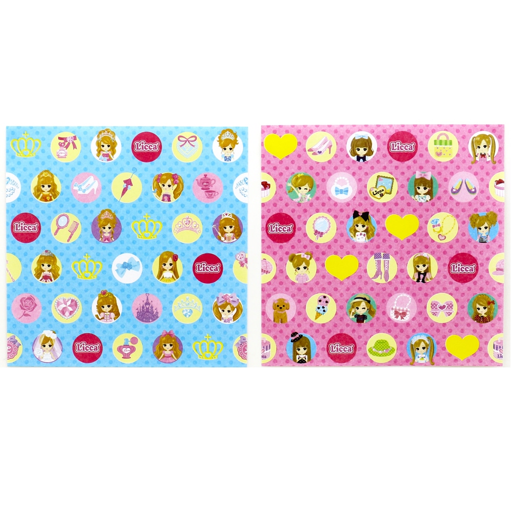 平成レトロ リカちゃん おりがみ 折り紙 紙物 シール 人物 正方形 リカちゃん】『おりがみ』<2柄アソート> | おもちゃ・景品