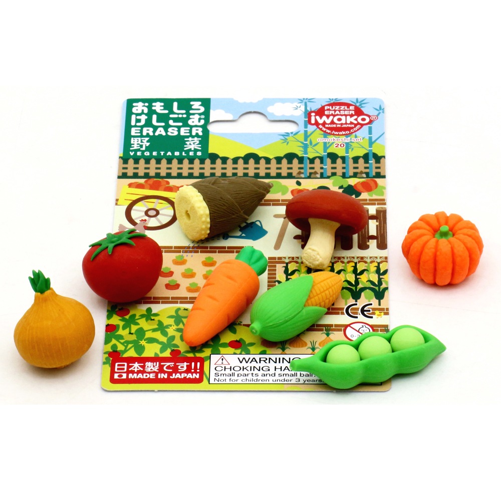 イワコー おもしろ消しゴム】『野菜 ブリスターパック消しゴム