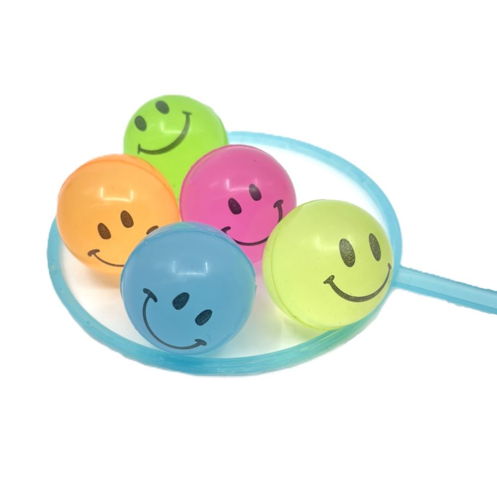 【イベント・お祭り】『スーパーボール 光るスマイル  27mm　100個入』＜2柄各5色＞