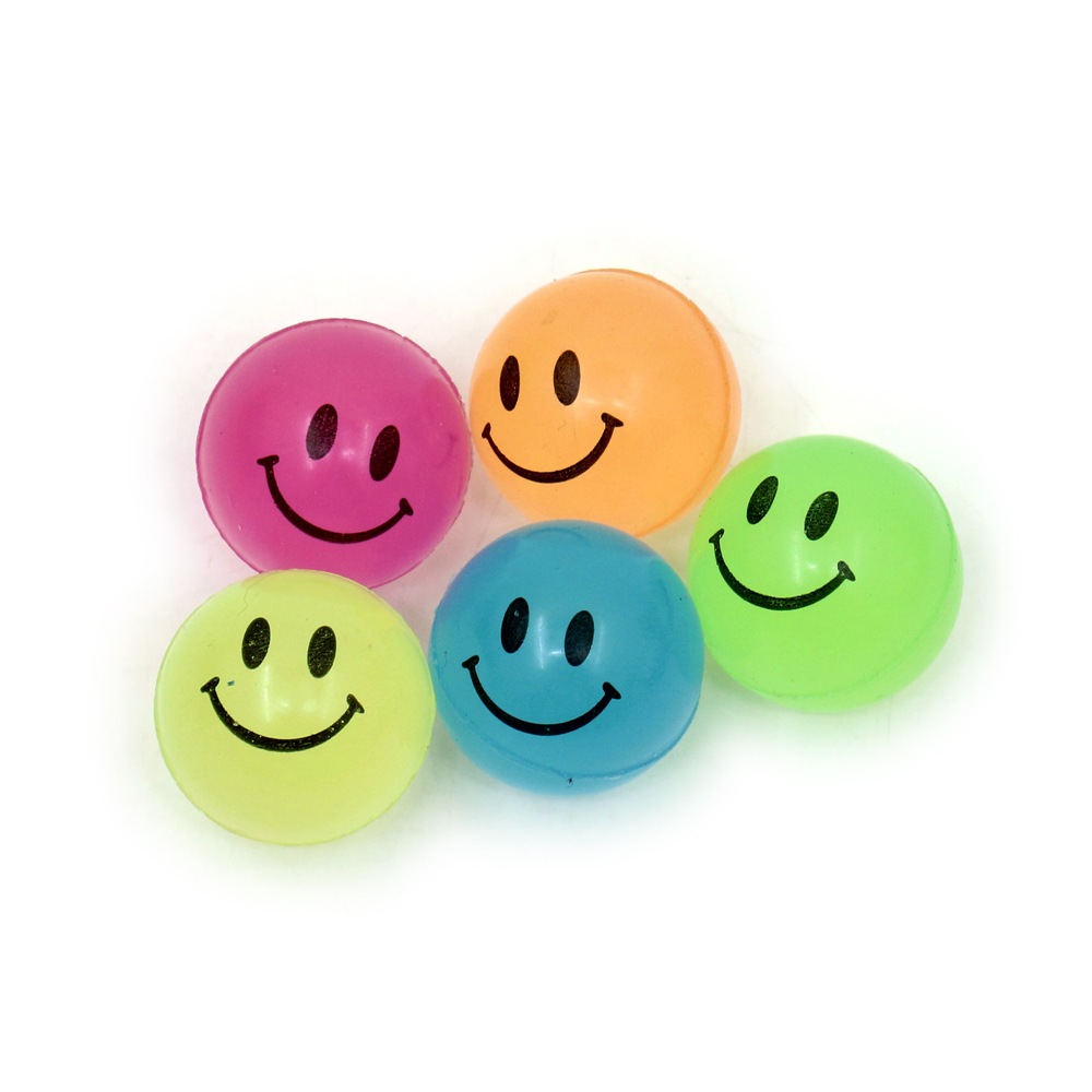 【イベント・お祭り】『スーパーボール 光るスマイル  27mm　100個入』＜2柄各5色＞