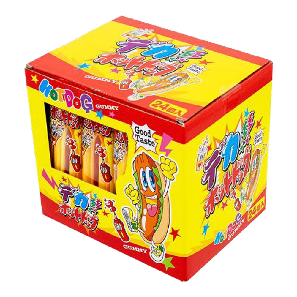お菓子】『デカホットドッググミ 1箱上代￥50×24個入』＜フルーツ味 