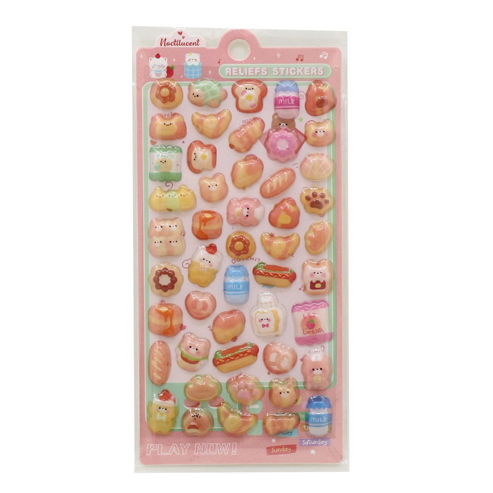 【おもちゃ・景品】『ぷっくりシール（G）』＜全6種＞　～蓄光タイプ～