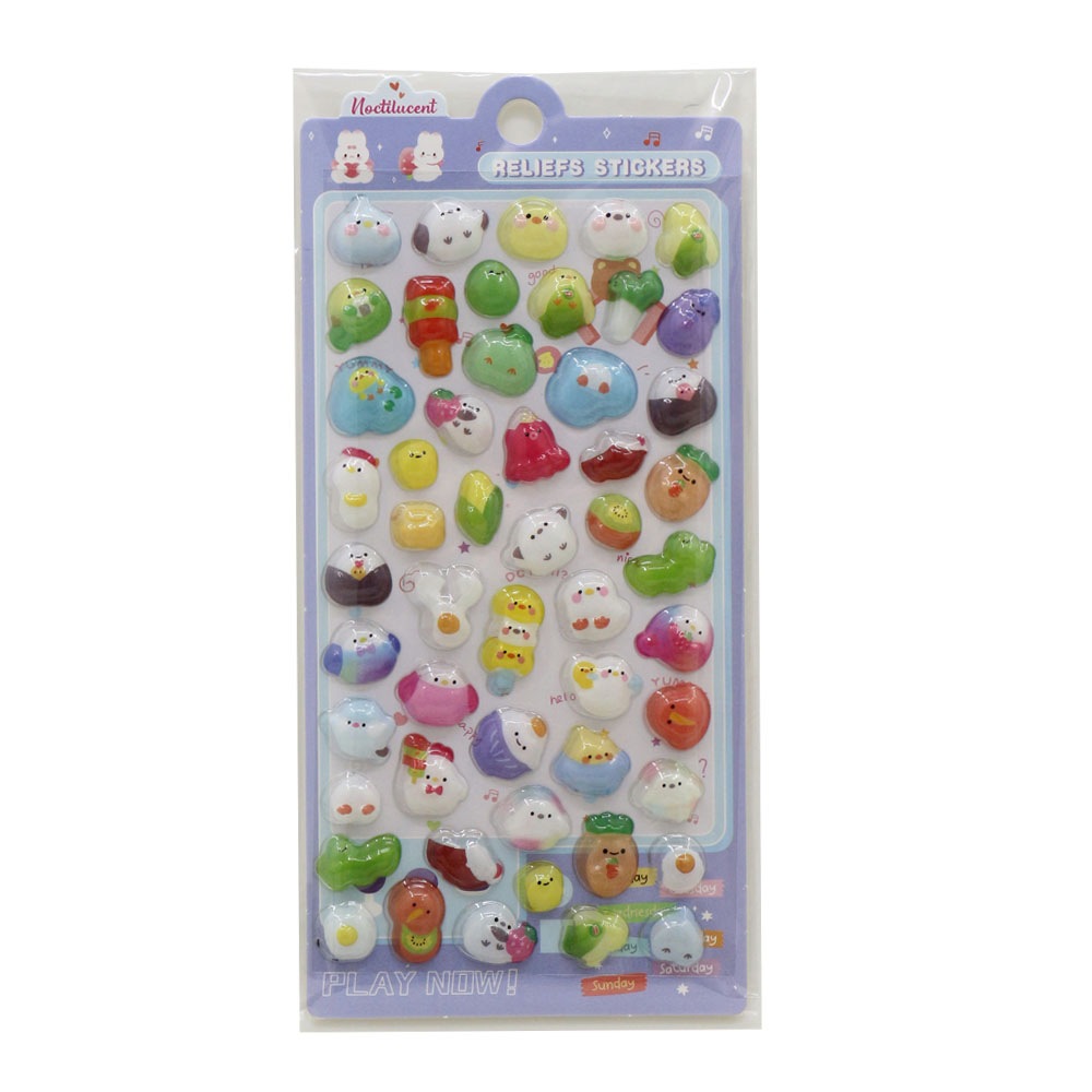 【おもちゃ・景品】『ぷっくりシール（G）』＜全6種＞　～蓄光タイプ～