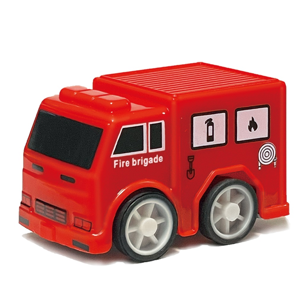 1994年製消防車の玩具 おもちゃ・景品】『出動！プルバック消防車』〈5種アソート