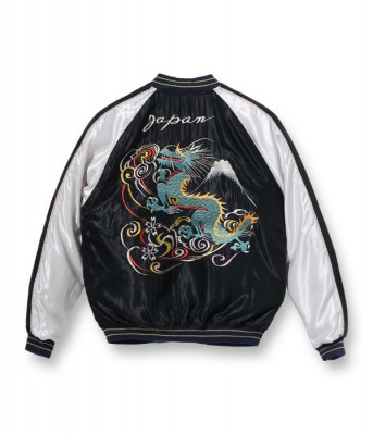 Lot No. TT14571-119 / Mid 1950s Style Acetate Souvenir Jacket DRAGON  JAPAN MAP