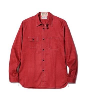 Lot No. SC28340 / FICTION ROMANCE 8.5oz. RED WABASH STRIPE WORK SHIRT (LONG SLEEVE)