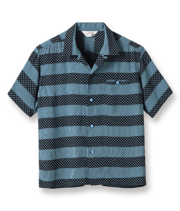 Lot No. SH38382 / HIGH DENSITY RAYON OPEN SHIRT STRIPES (SHORT SLEEVE)