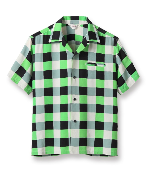 Lot No. SH38390 / HIGH DENSITY RAYON OPEN SHIRT PLAID