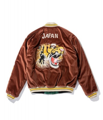 Lot No. TT14652-138 / Mid 1950s Style Velveteen Souvenir Jacket ��ROARING TIGER�� �� ��WHITE EAGLE��