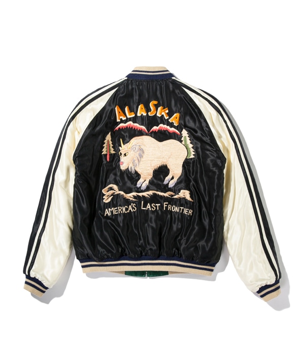 Lot No. TT14651-119 / Late 1950s Style Acetate Quilted Souvenir Jacket MOUNTAIN GOAT  EAGLE