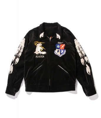 Lot No. TT14754-119 / Mid 1950s - Late 1950s Style Velveteen �� Velveteen Souvenir Jacket ��KOSHO & CO.�� Special Edition ��RADIO GROUP MOBILE�� �� ��LIGHTNING & POLAR BEAR��