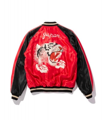 Lot No. TT14813-165 / Mid 1950s Style Acetate Souvenir Jacket ��TIGER HEAD�� �� ��WHITE DRAGON��