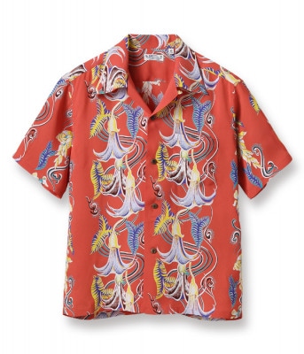 Lot No. SS38562 / RAYON HAWAIIAN SHIRT ��TARO LEAF ANGEL'S TRUMPET��