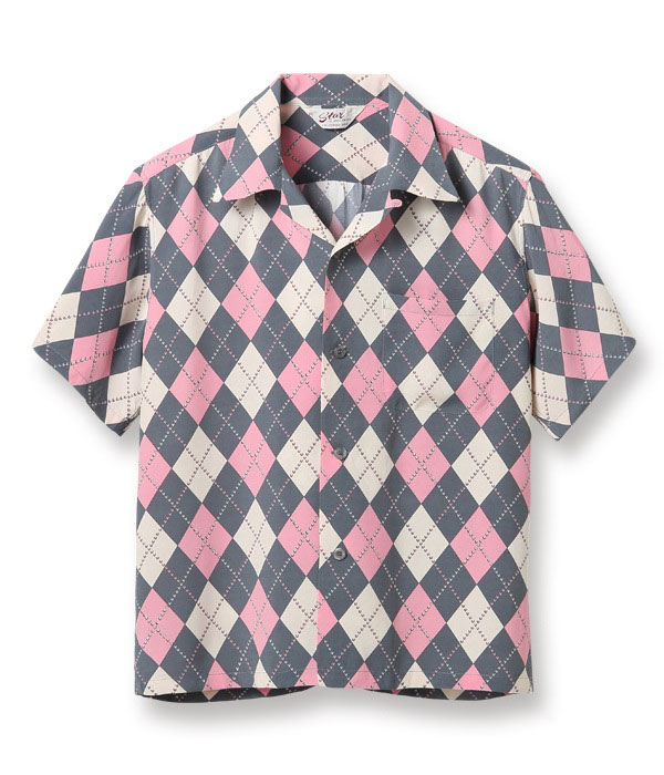 Lot No. SH38628 / HIGH DENSITY RAYON OPEN SHIRT ��ARGYLE��