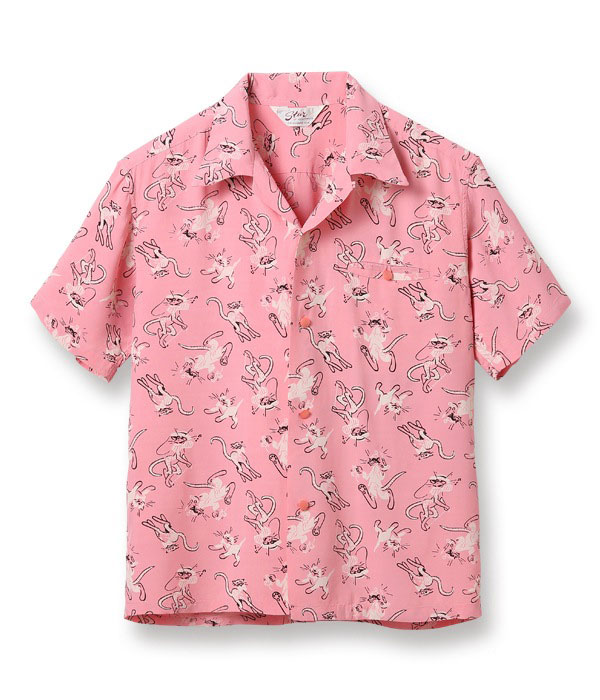 トップス 70s- euro china shirt Lot No. SH38637 / HIGH DENSITY RAYON OPEN SHIRT “FANCY CATS
