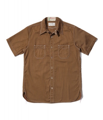 2024ǯ425 / Lot No. SC38700 / FICTION ROMANCE 8.5oz. BROWN WABASH STRIPE WORK SHIRT (SHORT SLEEVE)