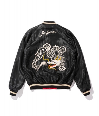 Lot No. TT14813-165 / Mid 1950s Style Acetate Souvenir Jacket ��TIGER HEAD�� �� ��WHITE DRAGON�� (Reversible Side)