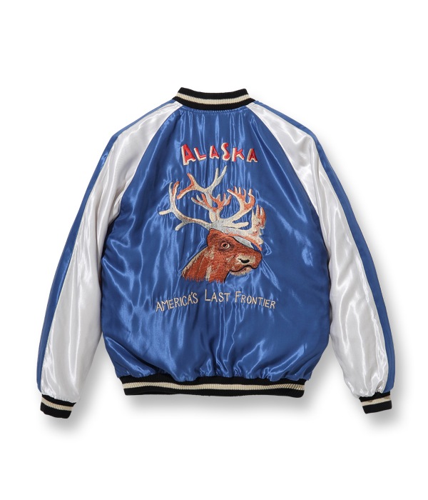 Lot No. TT14892-119 / Late 1950s Style Acetate Souvenir Jacket ALASKAN EAGLE  MOOSE (Reversible Side)