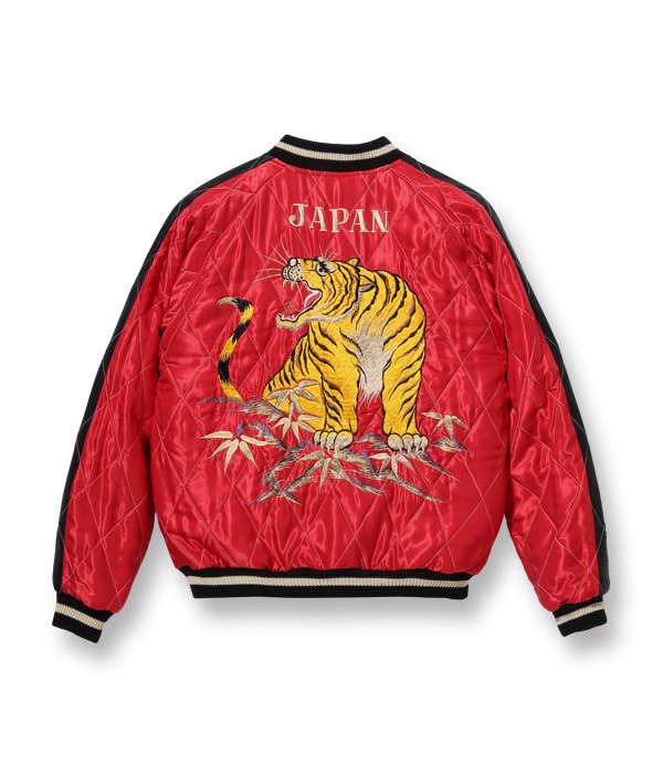 Lot No. TT14893-190 / Early 1950s Style Acetate Quilted Souvenir Jacket ��EAGLE & DRAGON�� �� ��ROARING TIGER��  (Reversible Side)