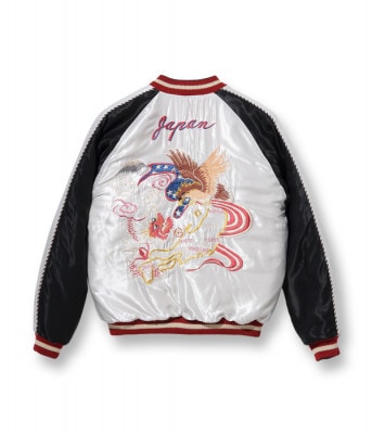 Lot No. TT14893-190 / Early 1950s Style Acetate Quilted Souvenir Jacket ��EAGLE & DRAGON�� �� ��ROARING TIGER��