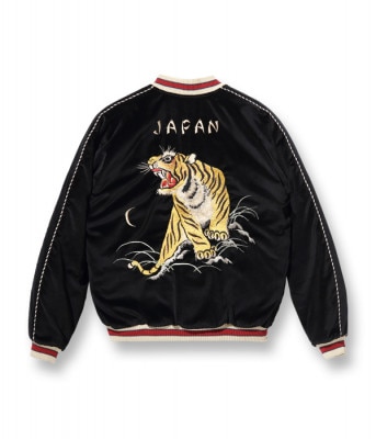 Lot No. TT14895-119 / Mid 1950 Style Velveteen Souvenir Jacket ��ROARING TIGER�� �� ��DRAGON��