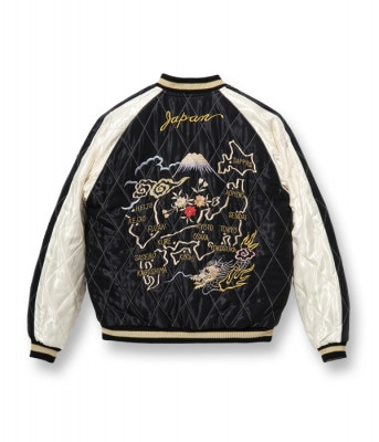 Lot No. TT14895-145 / Mid 1950s Style Velveteen Souvenir Jacket ��EAGLE�� �� ��JAPAN MAP�� (Reversible Side)