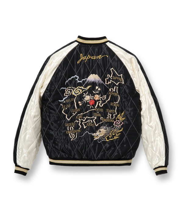 Lot No. TT14895-145 / Mid 1950s Style Velveteen Souvenir Jacket EAGLE  JAPAN MAP (Reversible Side)
