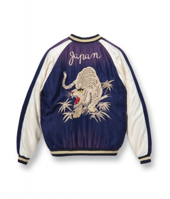 Lot No. TT14896-145 / Mid 1950s Style Acetate Souvenir Jacket ��DUELLING DRAGONS�� �� ��WHITE TIGER�� (AGING MODEL) (Reversible Side)