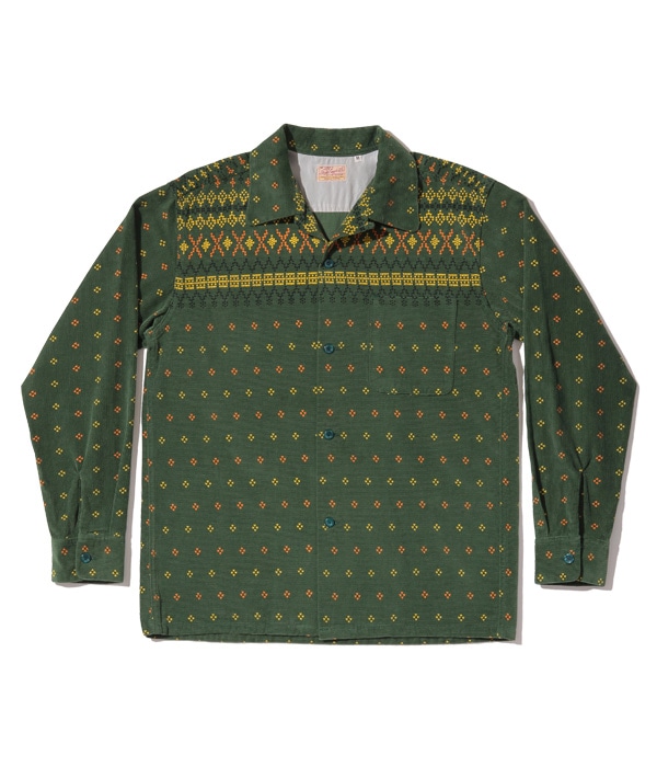 Lot No. SE28746 / Mid 1950s Style Corduroy Sports Shirt ��GEOMETRIC��