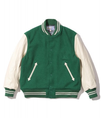 Lot No. WV14904-145 / 30oz. WOOL MELTON AWARD JACKET SOLID (GREEN)