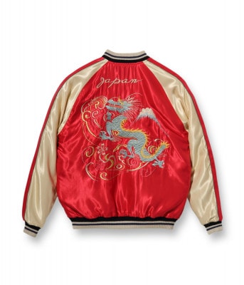 Lot No. TT15052-128 / Mid 1950s Style Acetate Souvenir Jacket BLUE EAGLE  DRAGON (Reversible Side)