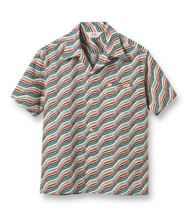 Lot No. SH38884 / DOBBY COTTON OPEN SHIRT WAVY STRIPES