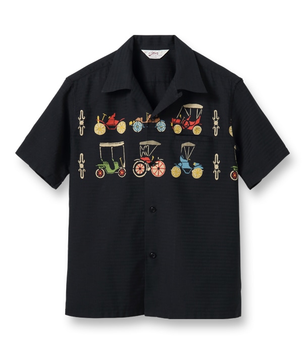 Lot No. SH38886 / DOBBY COTTON OPEN SHIRT “CLASSIC CARS” - STAR OF
