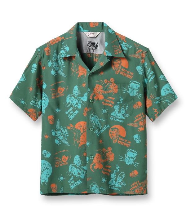 Lot No. SH38871 / HIGH DENSITY RAYON OPEN SHIRT ��THE MONSTERS�� by VINCE RAY