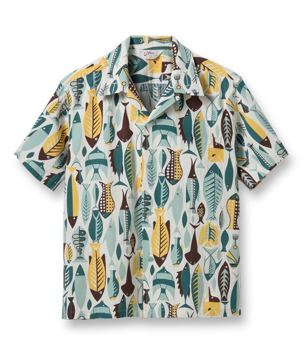 Lot No. SH38882 / DOBBY COTTON OPEN SHIRT ��FISH��