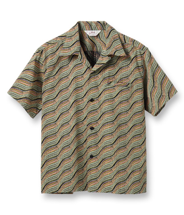 Lot No. SH38884 / DOBBY COTTON OPEN SHIRT WAVY STRIPES