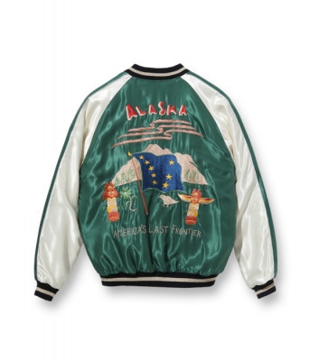 Lot No. TT15173-145 / Late 1950s Style Acetate Souvenir Jacket ALASKAN FLAG  ALASKAN HUSKY