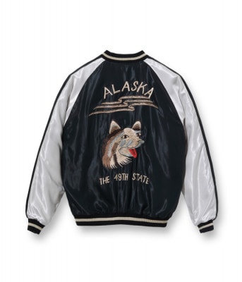 Lot No. TT15173-145 / Late 1950s Style Acetate Souvenir Jacket ALASKAN FLAG  ALASKAN HUSKY (Reversible Side)