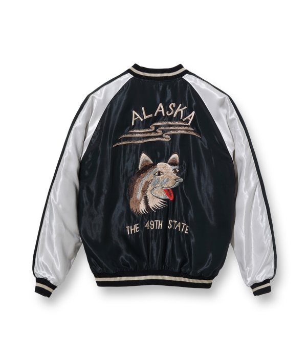 Lot No. TT15173-145 / Late 1950s Style Acetate Souvenir Jacket ALASKAN FLAG  ALASKAN HUSKY (Reversible Side)