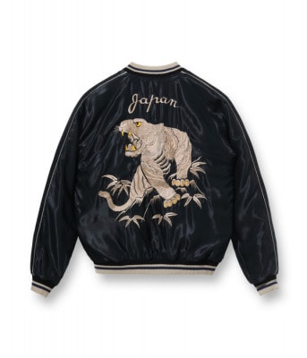 Lot No. TT15173-162 / Early 1950s Style Acetate Souvenir Jacket DUELLING DRAGONS  WHITE TIGER (Reversible Side)