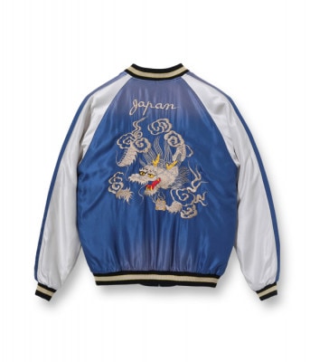 Lot No. TT15176-119 / Early 1950s Style Acetate Souvenir Jacket BLACK EAGLE  WHITE DRAGON (AGING MODEL) (Reversible Side)